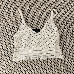 White crochet crop top tank top